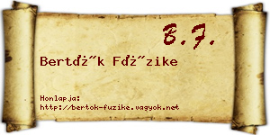 Bertók Füzike névjegykártya